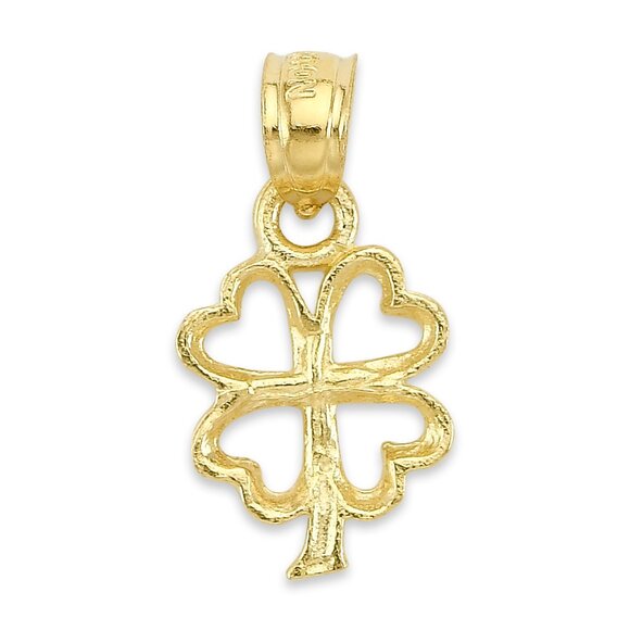 Solid 14k Gold Clover Pendant - Good Luck Charm Symbol Jewelry - Picture 3 of 5